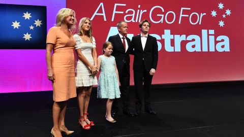 Labor leader Bill Shorten, his wife Chloe, and their children during the 2018 ALP National Conference on December 16, 2018 in Adelaide, Australia.