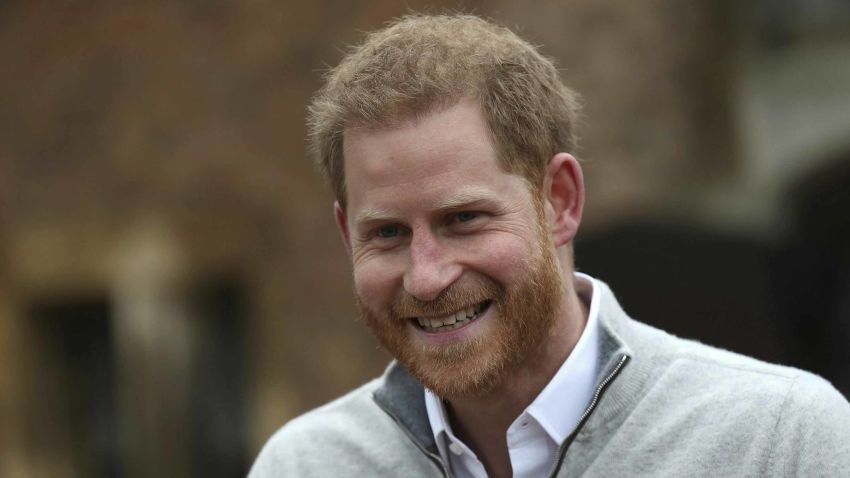 Britain's Prince Harry speaks at Windsor Castle, Windsor, England, Monday May 6, 2019, after his wife Meghan, the Duchess of Sussex gave birth to a baby boy. It is the first child for Harry and Meghan, who married a year ago. (Steve Parsons/Pool via AP)