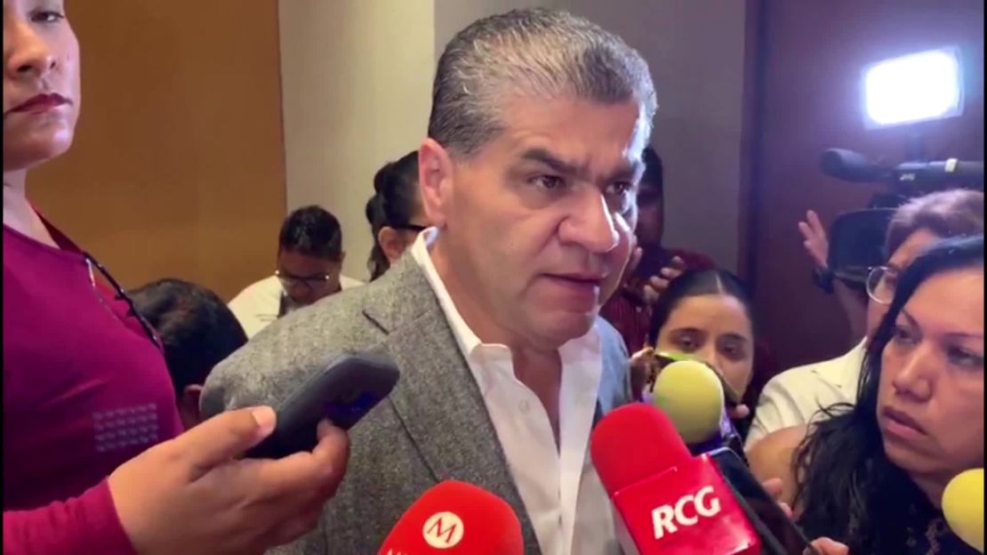 Coahuila Gov. Miguel Riquelme speaks to reporters Monday about the missing plane.