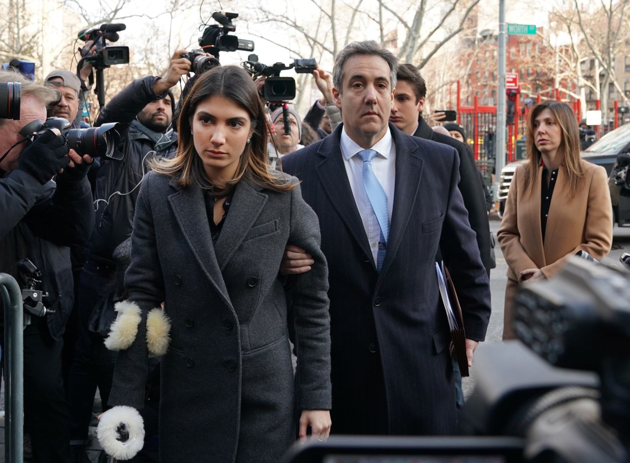 Cohen arrives to <a href="https://www.cnn.com/2018/12/12/politics/michael-cohen-sentencing/index.html" target="_blank">his sentencing hearing</a> with his wife, son and daughter in December 2018. 