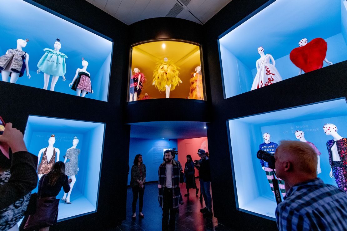 Vistitors explore the Costume Institute's exhibition "Camp: Notes on Fashion." 