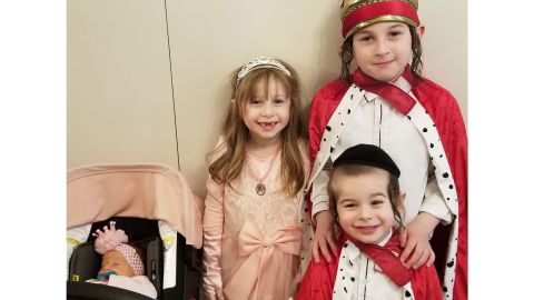 From left, Malky, Gitty, Menachem and Dovi Singer dressed up for the Jewish holiday of Purim in March. They live in Monsey, New York, where there's been a measles outbreak since last fall.