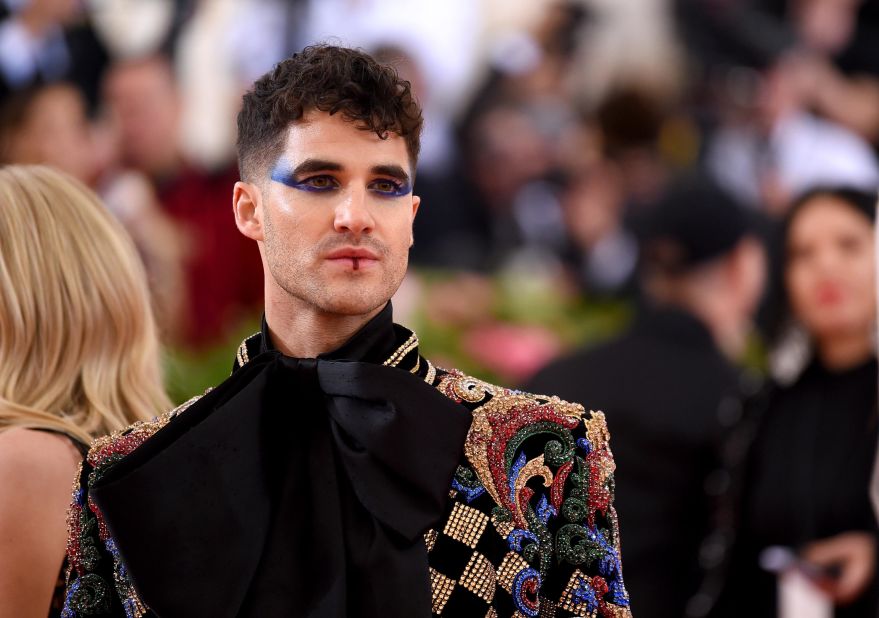 Darren Criss owned the gala's "camp" theme in an embroidered Balmain number, complete with a bow and theatrical blue eye makeup. "This is one chance I got to go full Duran Duran," he told E! during a red carpet interview. 
