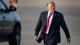 WEST PALM BEACH, FLORIDA - APRIL 18: US President Donald Trump walks to speak with supporters after arriving on Air Force One at the Palm Beach International Airport to spend Easter weekend at his Mar-a-Lago resort on April 18, 2019 in West Palm Beach, Florida. President Trump arrived as the report from special counsel Robert S. Mueller III was released by Attorney General William P. Bar earlier today in Washington, DC. (Photo by Joe Raedle/Getty Images)