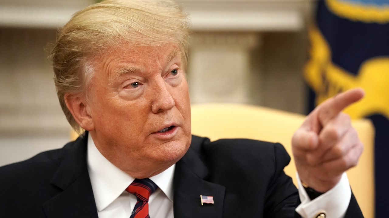 WASHINGTON, DC - MAY 03: U.S. President Donald Trump talks to reporters while hosting Slovak Republic Prime Minister Peter Pellegrini in the Oval Office at the White House May 03, 2019 in Washington, DC. Pellegrini's visit is part of the Trump Administration's larger diplomatic  attempt to compete with Moscow and Beijing in Central Europe.  (Photo by Chip Somodevilla/Getty Images)