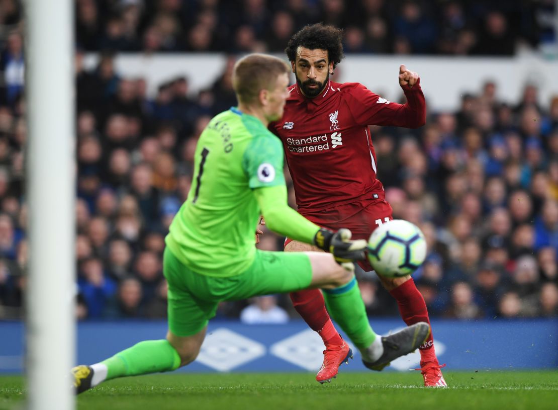 Liverpool's Mo Salah was unable to find a way through Everton as his side was held to a 0-0 draw at Goodison.