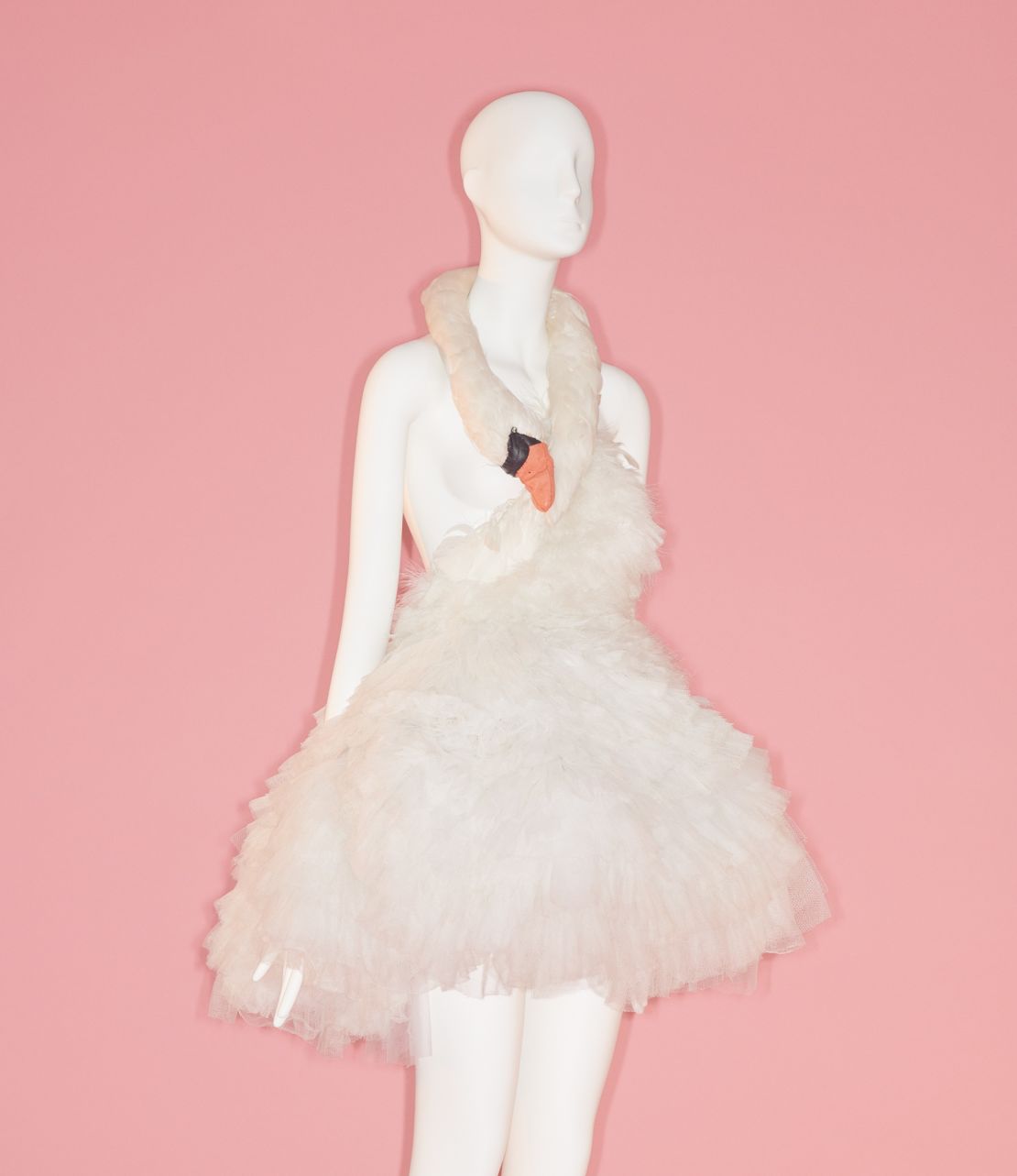 The exhibition features the "swan dress" famously worn by Bjork to the 2001 Oscars.