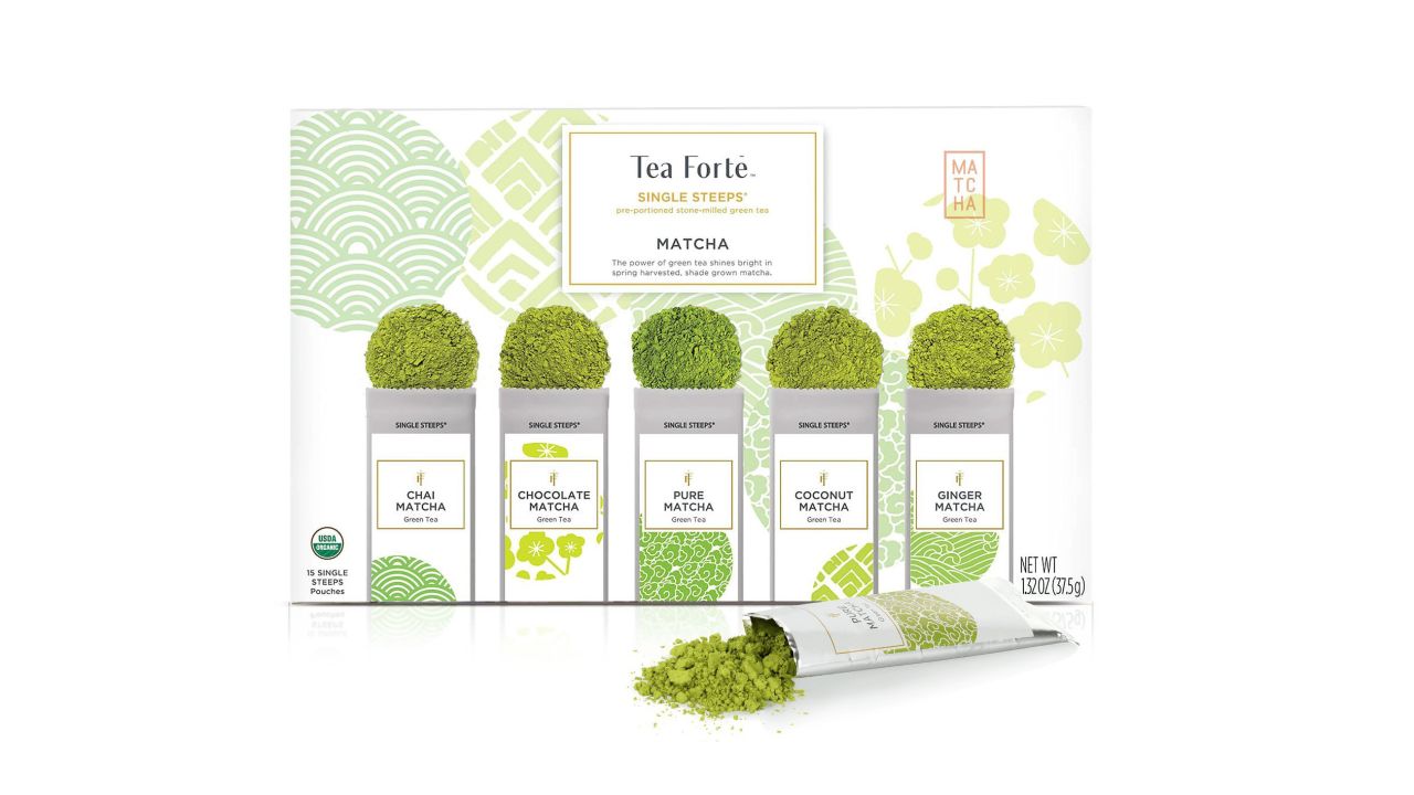 <strong>Tea Forte Organic Match Green Tea (33.17;</strong><a href="https://www.amazon.com/Tea-SINGLE-Organic-Sampler-Pouches/dp/B0771TL1BG/ref=as_li_ss_tl?ref_=bl_dp_s_web_2601876011&th=1&linkCode=ll1&0501personalitymothersday-20&linkId=c82bfe5cfb2dd0f3159084f8e786cec1&language=en_US" target="_blank" target="_blank"><strong> amazon.com</strong></a><strong>) </strong><br />