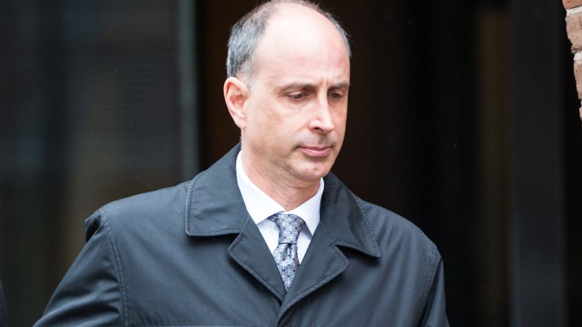 Stephen Semprevivo, chief strategy and growth officer of Cydcor Inc., right, exits federal court in Boston, Massachusetts, U.S., on Friday, March 29, 2019. Wealthy parents appeared in court as the clock ticks down on plea bargains for their alleged role in the biggest college admissions scam the Justice Department has ever prosecuted. Photographer: Scott Eisen/Bloomberg via Getty Images