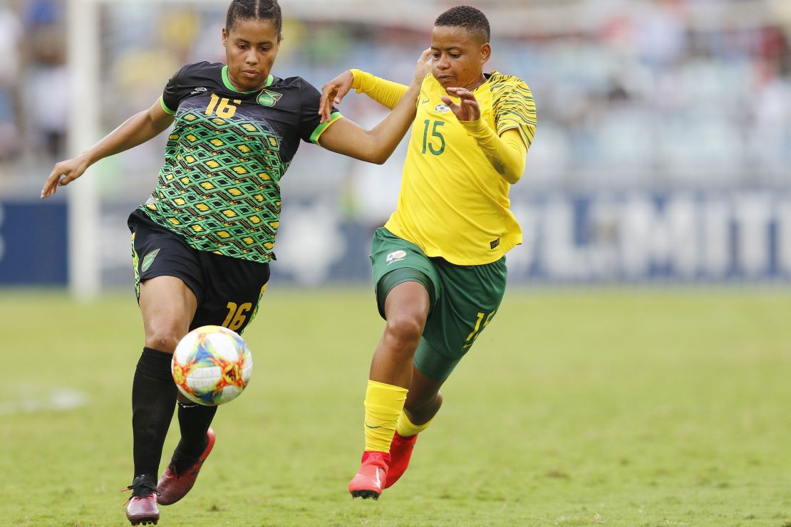 The Reggae Girlz played South Africa in an international friendly earlier this year. 