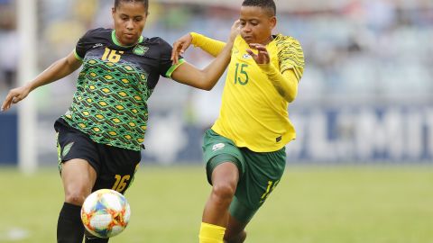 The Reggae Girlz played South Africa in an international friendly earlier this year. 