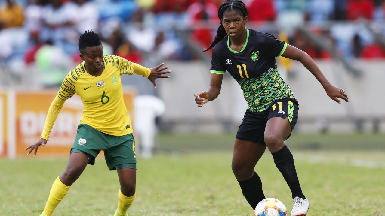 Jamaica's forward Khadija Shaw (right) is expected to make an impact in France.  