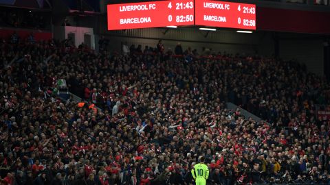 Lionel Messi was powerless to stop the Liverpool onslaught. 