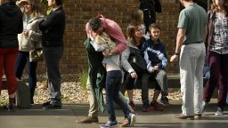 HIGHLANDS RANCH, CO - MAY 7: Parents pick up their kids from the Highlands Ranch Recreation Center at Northridge after a shooting at the STEM School on May 7, 2019, in Highlands Ranch, Colorado. (Helen H. Richardson/MediaNews Group/The Denver Post via Getty Images)
