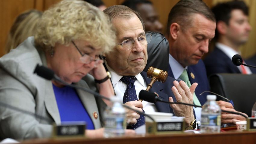WASHINGTON, DC - MAY 08: House Judiciary Committee Chairman Jerrold Nadler (D-NY) (C) presides over a mark-up hearing during which the committee will vote on whether to hold Attorney General William Barr in contempt of Congress for not providing an un-redacted copy of special prosecutor Robert Mueller's report in the Rayburn House Office Building on Capitol Hill May 08, 2019 in Washington, DC. Just before Wednesday's hearing President Donald Trump announced that he will invoke executive privilege over all the materials Nadler subpoenaed, including the Mueller report and its underlying evidence. (Photo by Chip Somodevilla/Getty Images)