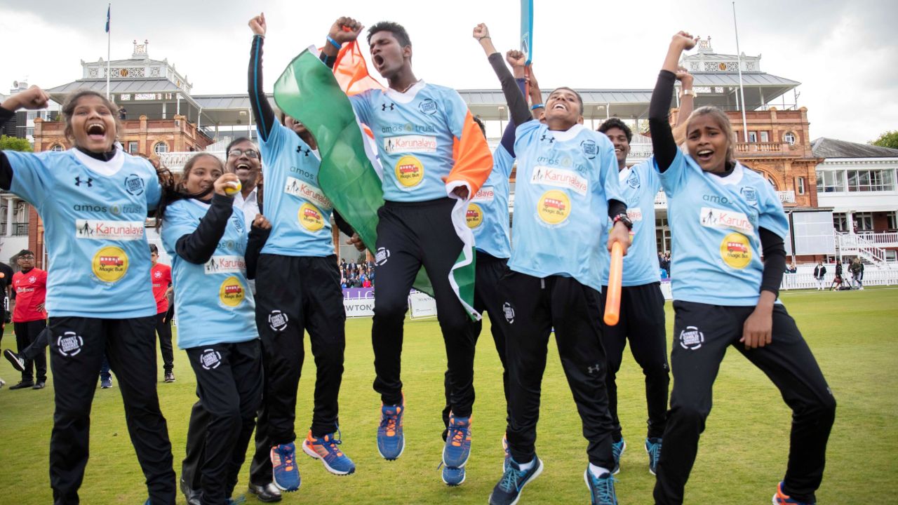 India South celebrate winning the Street Child Cricket World Cup.