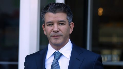 Former Uber CEO Travis Kalanick leaves the Phillip Burton Federal Building on day three of the trial between Waymo and Uber Technologies on February 7, 2018 in San Francisco, California.