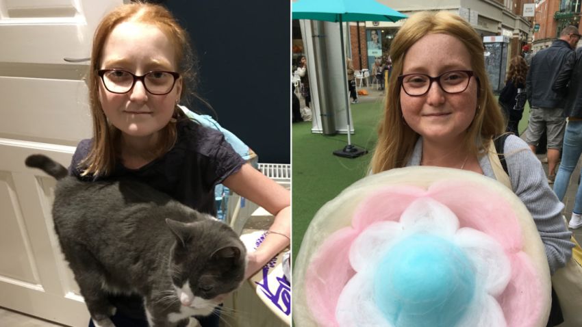 Left: Isabelle in April 2018 before her treatment; Right: Isabelle in August 2018 after her treatment."