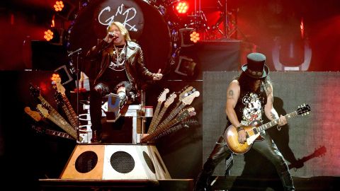 Axl Rose and Slash of Guns N' Roses performs during the 2016 Coachella Valley Music & Arts Festival.