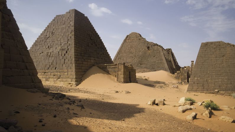 <strong>Nubian Pyramids, Mero?, Sudan:</strong> In Sudan, these three black-stoned pyramids are an incredible sight. Smaller than their Egyptian counterparts, they're the resting place of royals of the Kingdom of Kush.