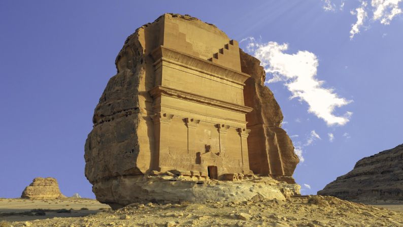 <strong>Mausoleums, Mada'in Saleh, Saudi Arabia:</strong> The 131 tombs of Mad'in Saleh -- once the second great Nabatean city after Petra -- were created out of sandstone. Mad'in Saleh became a desert ghost town following the Roman invasion in 104CE.