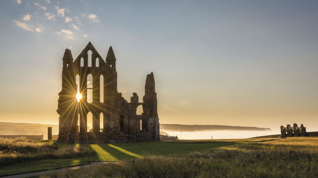 Whitby Abbey in North Yorkshire, England was abandoned during Henry VIII's Dissolution of the Monasteries in the 1500s.