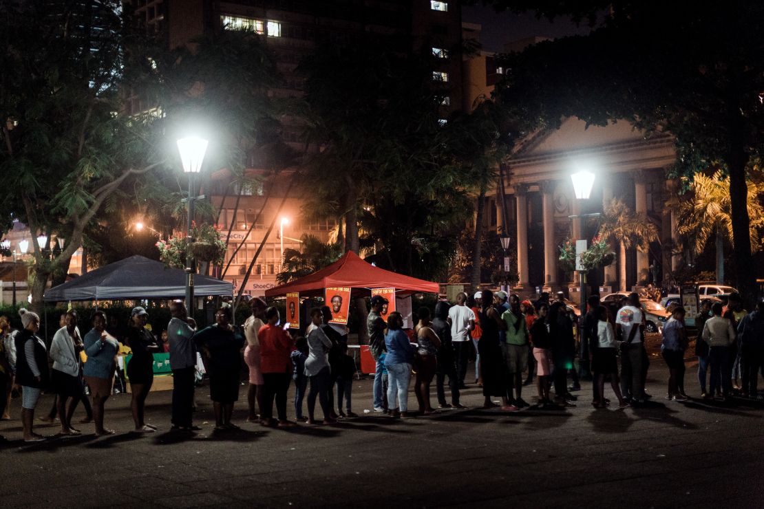 Voters rush to cast their votes hours before polling stations close at the Durban City Hall at the sixth national general elections in Durban on May 8.