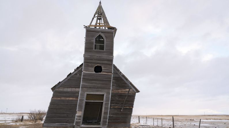 <strong>Rocky Valley Lutheran Church, Dooley, Montana, USA:</strong> This church in Montana was built in 1915 and deserted just 30 years later. Dooley's now a ghost town and this church is the only building left standing.