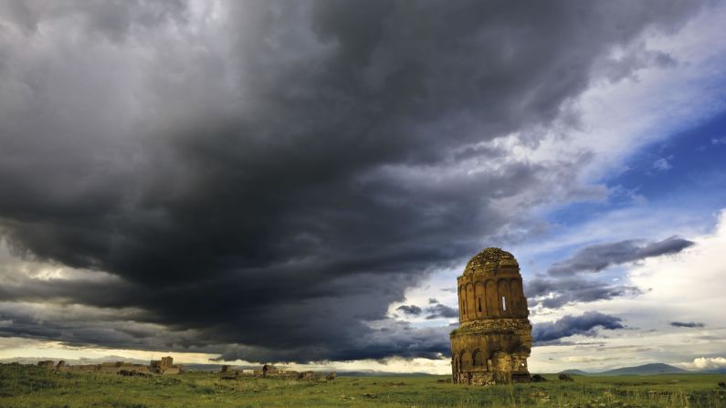 <strong>Church of the Holy Redeemer, Ani, Turkey:</strong> The Church of the Holy Redeemer, also known as Surp Amenap'rkitch, in Ani in modern-day Turkey dates back to 1035CE, and was built during the Armenian Bagratid period. It was abandoned in the 18th century and sliced in two by a storm in 1955.