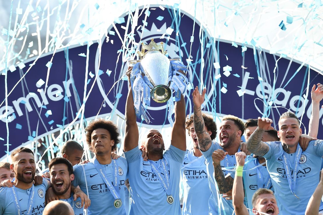 Manchester City retained the English Premier League on Sunday. 