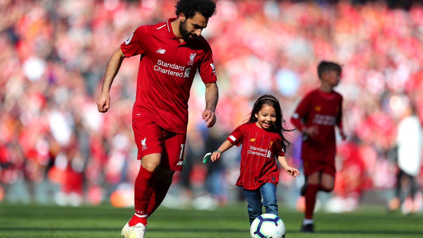 Liverpool supporters could have a new song ... Mo Salah and his daughter running down the wing ...