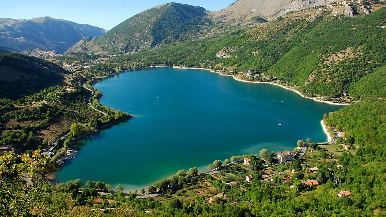 Lago di Scanno was created after an enormous landslide fell from Mountain Genzana.