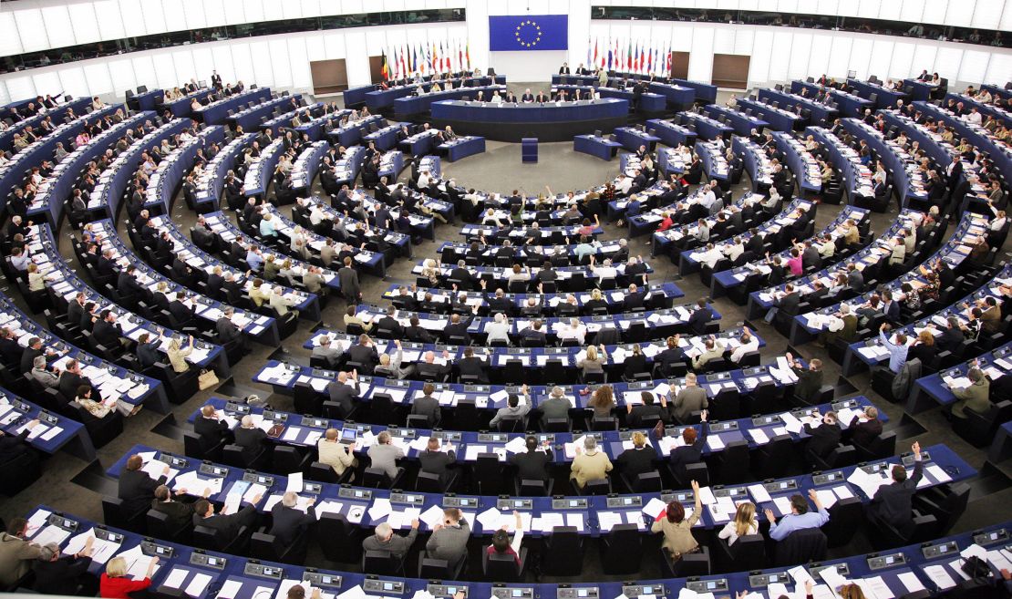 The European Parliament's Hemicycle in Strasbourg. 