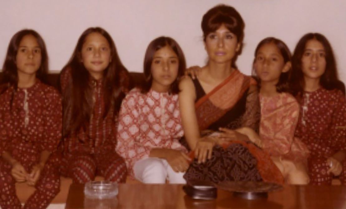Sakina Jaffrey (first on left) with her sisters, cousins and her mother, Madhur Jaffrey (third from left) in Delhi, India.