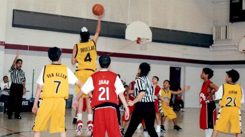 Sim Bhullar scores in a Philippine basketball league in Toronto, Canada, circa 2003-2004.
