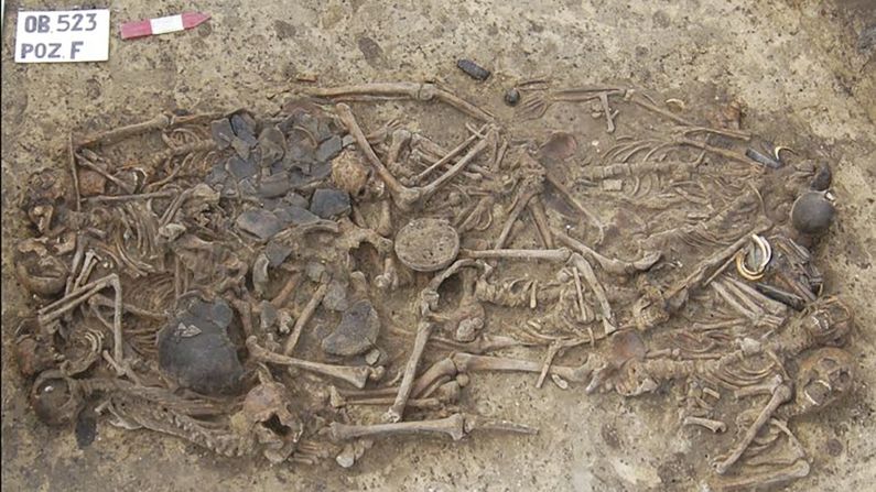 A mass grave dated to 5,000 years ago in Poland contains 15 people who were all from the same extended family. 