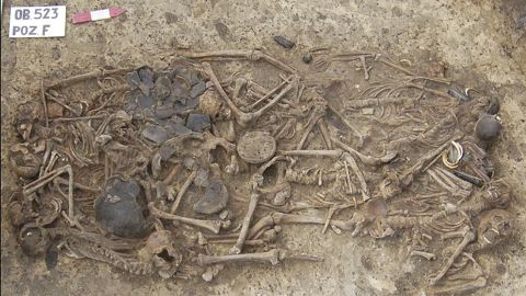 A mass grave dated to 5,000 years ago in Poland contains 15 people who were all from the same extended family. 