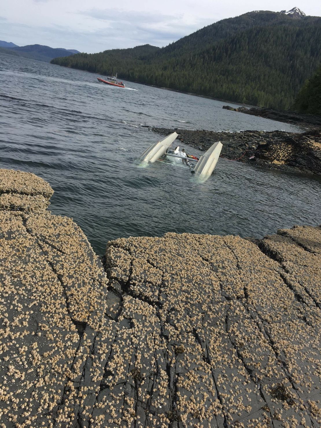 Wreckage from the mid-air collison of the two floatplanes. 