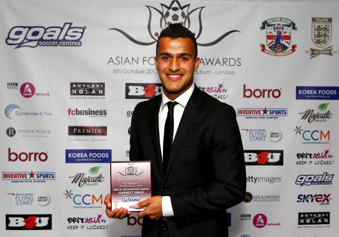 Harmeet Singh wins a Special Recognition Award at the Annual Asian Football Awards at Wembley Stadium on October 8, 2013 in London, England. 