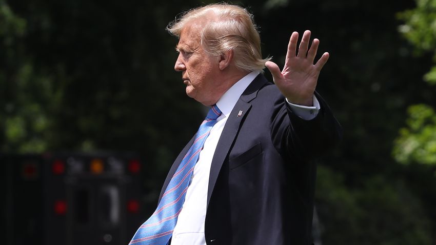 WASHINGTON, DC - MAY 14: U.S. President Donald Trump waves as he walks toward Marine One before departing from the White House on May 14, 2019 in Washington, DC. President Trump is traveling to Louisiana.  (Photo by Mark Wilson/Getty Images)
