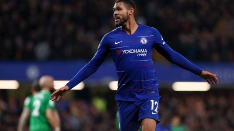 Ruben Loftus-Cheek celebrates after scoring in a Premier League game against Brighton in April.