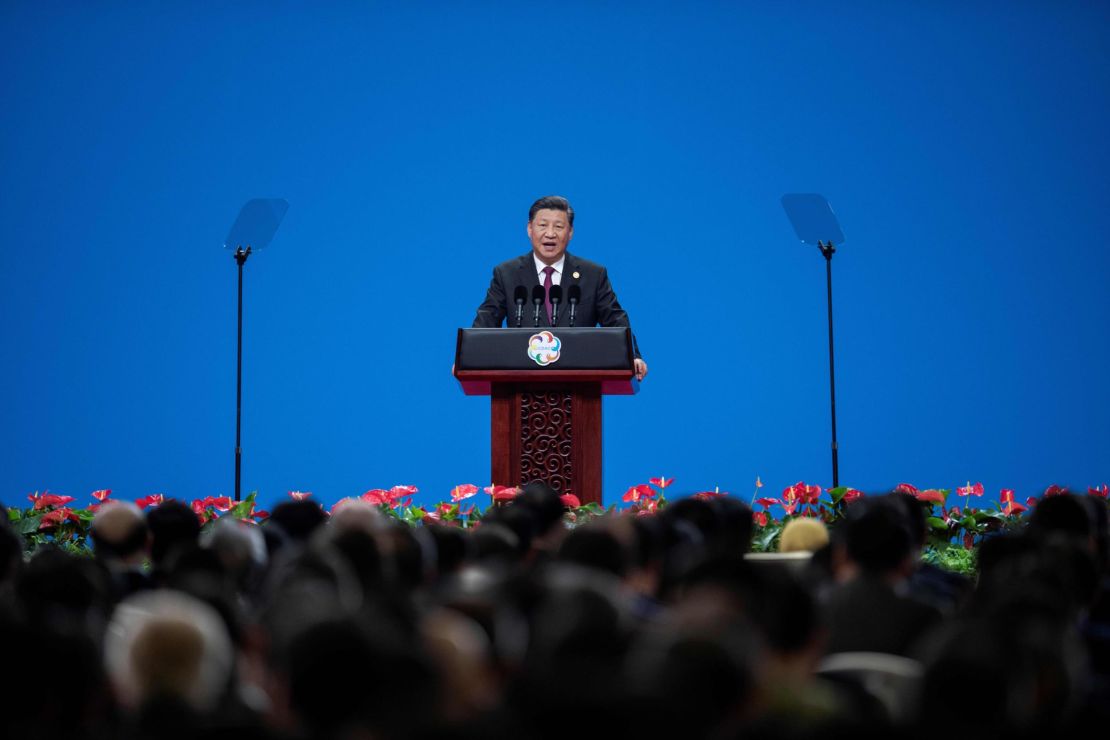 Chinese president Xi Jinping delivers a speech during the opening ceremony of the Conference on Dialogue of Asian Civilizations at the National Convention Center in Beijing on May 15.