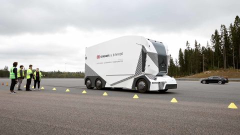 The truck is only allowed to go slowly during the test runs.