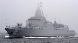 The Chinese navy unveils the upgraded version of the Type 055 destroyer off Qingdao, eastern China, on April 23, 2019, during a fleet review marking the 70th anniversary of the navy's foundation. (Kyodo)
==Kyodo
(Photo by Kyodo News via Getty Images)