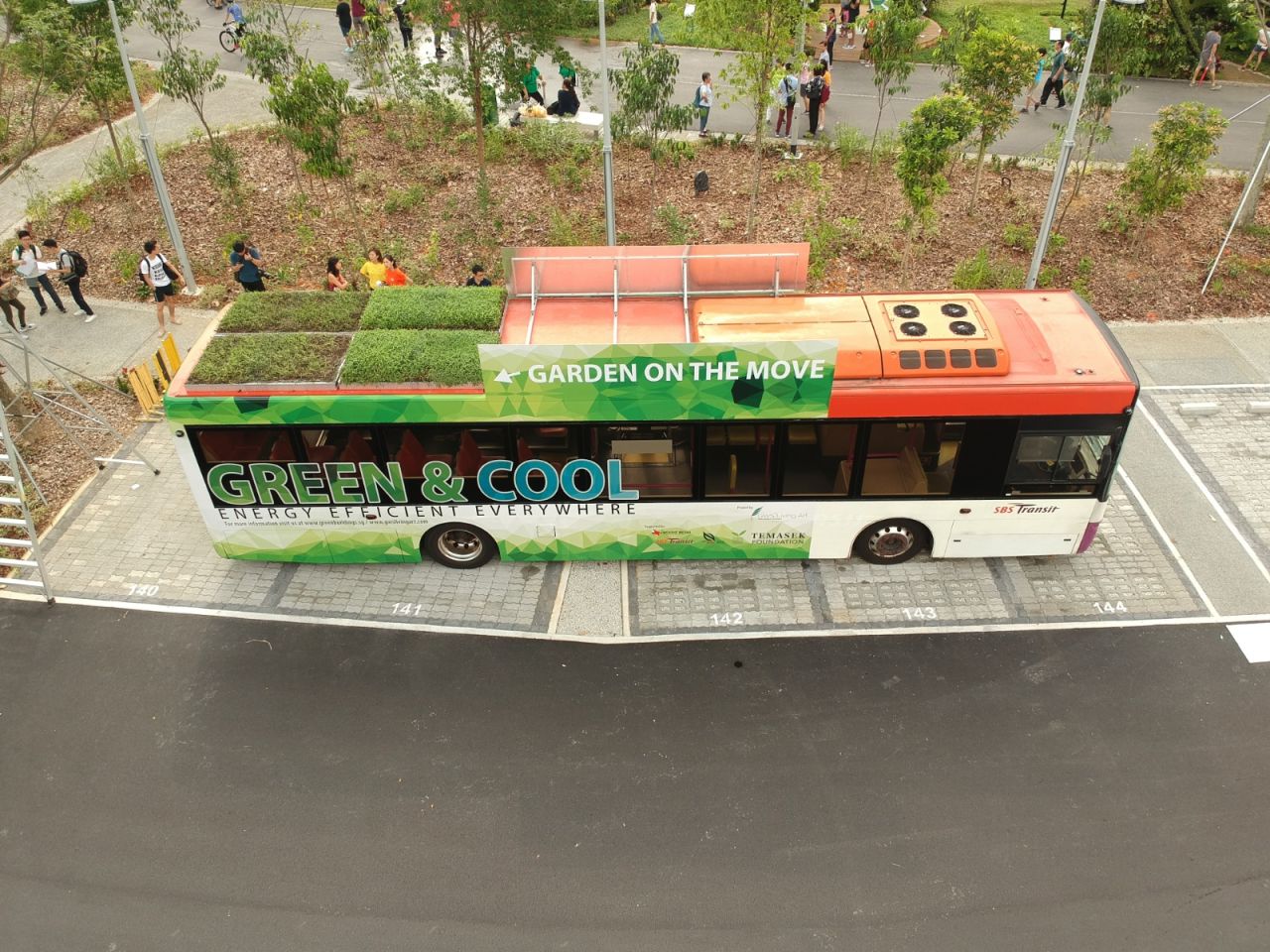 Urban greenery specialist GWS Living Art has installed green roofs on 10 public buses in Singapore. The "Garden on the Move" campaign is part of a trial to see whether plants can help to reduce the temperatures inside buses so that operators can save the fuel that is spent on air conditioning. 