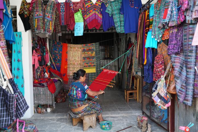 <strong>Mayan weaving: </strong>Colorful woven textiles make sought-after local souvenirs.