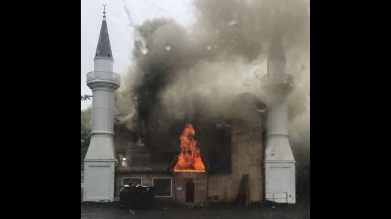 A fire burns at the Diyanet Mosque in New Haven, Connecticut, on Sunday, May 12. <a href="https://www.cnn.com/2019/05/14/us/connecticut-mosque-fire-intentionally-set/index.html" target="_blank">The blaze was intentionally set,</a> said the city's supervisor of fire investigations. The mosque was being renovated at the time.