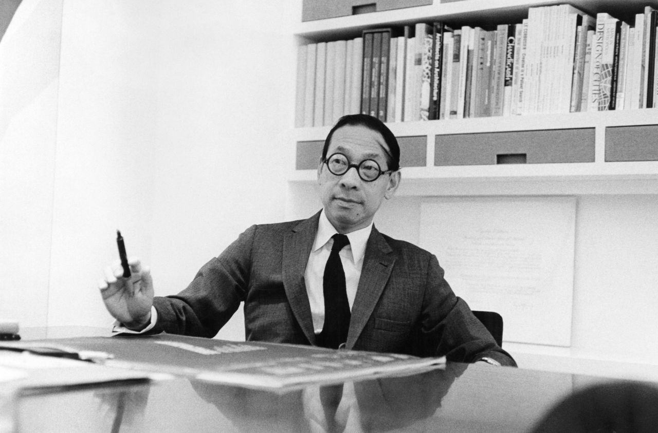 Pei poses for a photo in a New York office in 1969. In 1955, Pei began his own architectural practice in New York City.