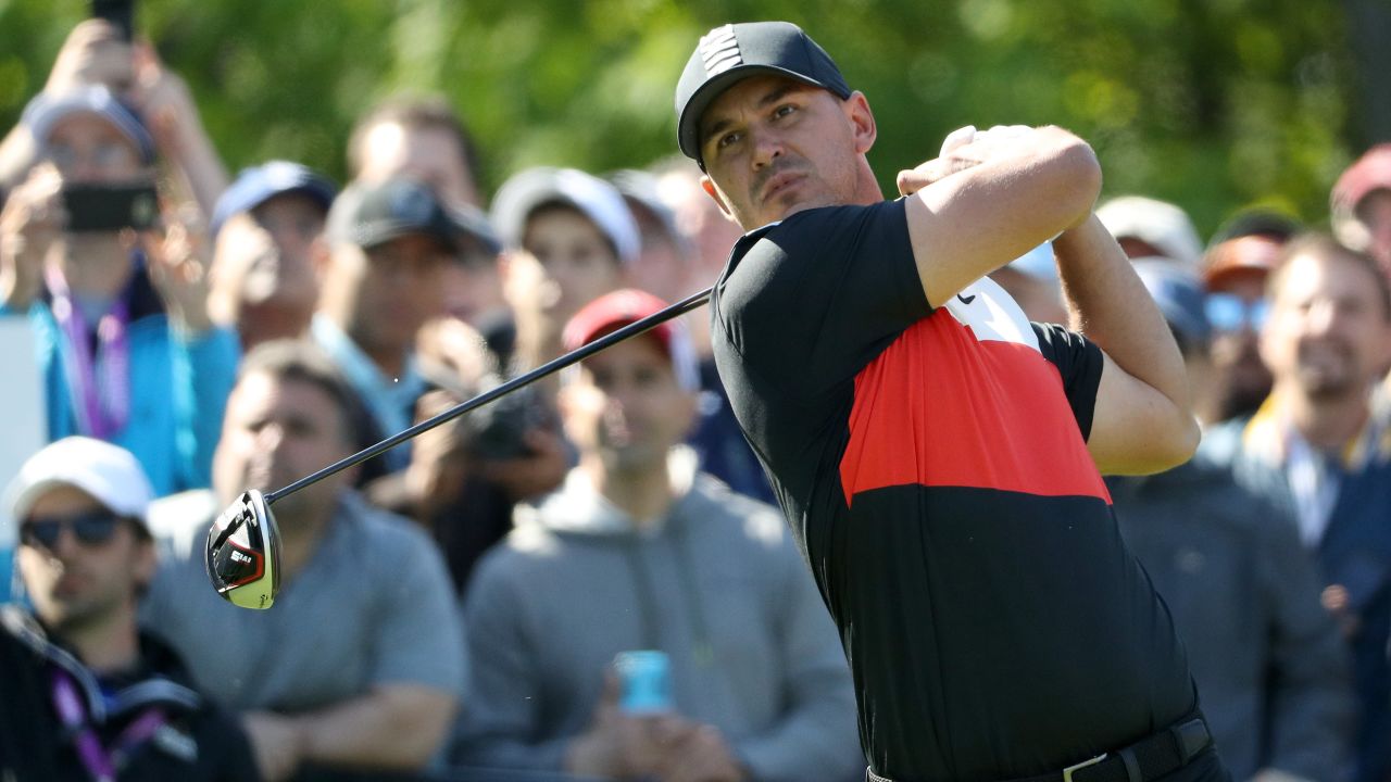 Brooks Koepka with yet another impeccable drive on the 15th tee in a thrilling opening round of 63 -- a course record.