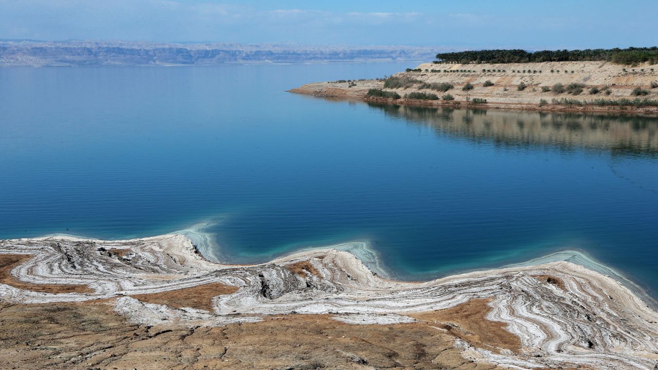 The Dead Sea is positioned between Jordan (pictured above) and Israel.
